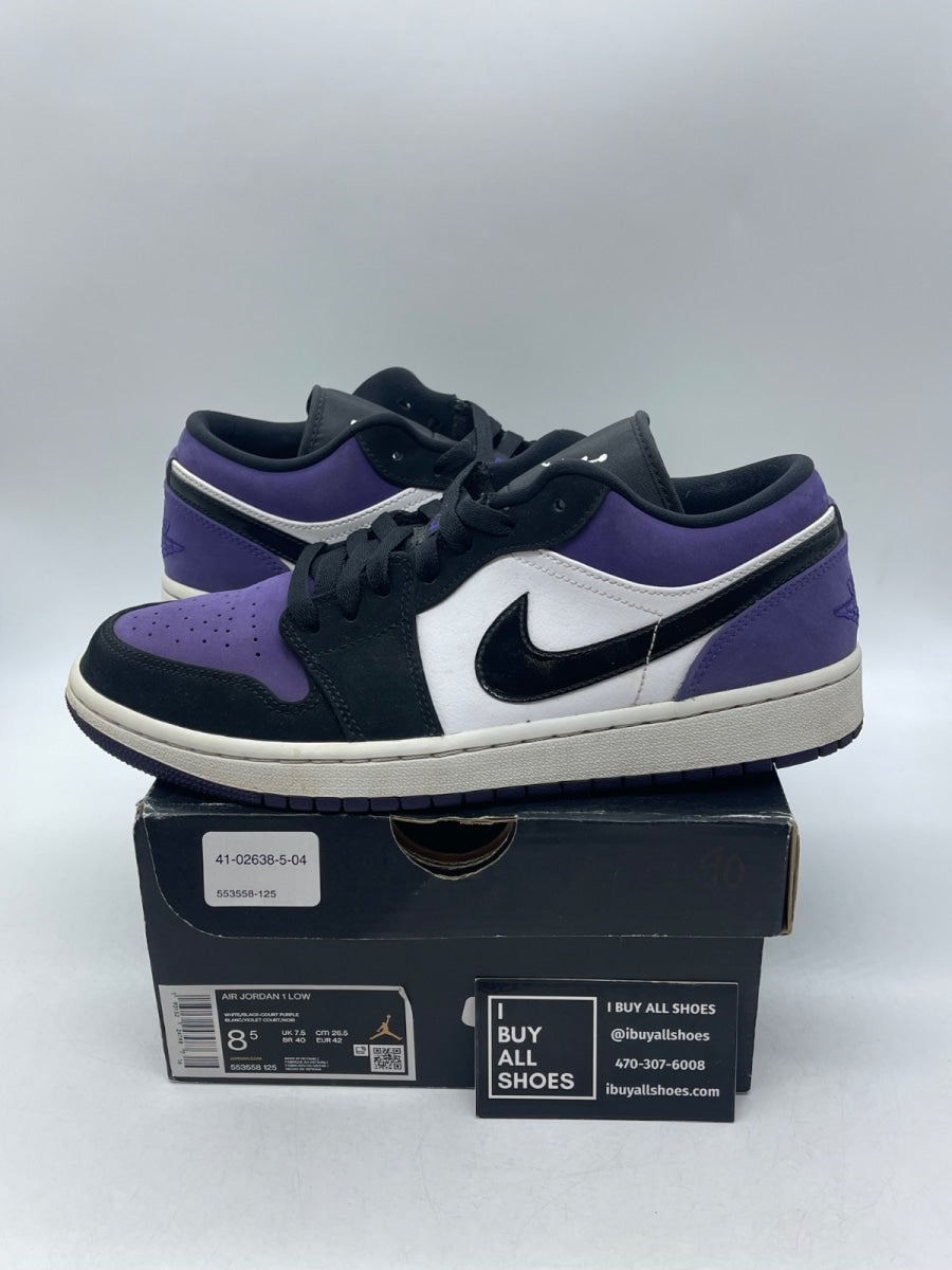 Jordan 1 Low Court Purple 8.5 (Moderately Worn Pre-Owned) - Image 1
