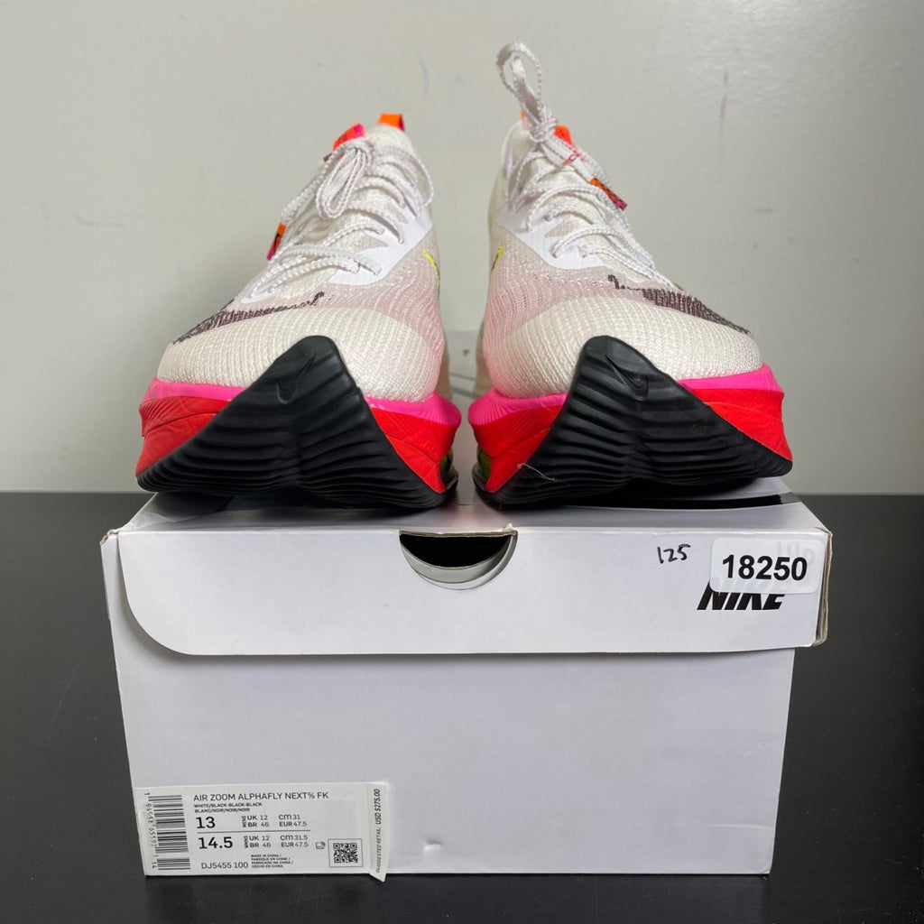 Nike Air Zoom Alphafly Next% Flyknit White Pink 13 (Moderately Worn Pre-Owned)NikeWhite/Black/Black/Black - Image 2