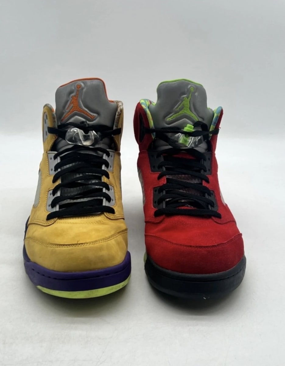 Jordan 5 Retro What The 13 (Heavily Worn Pre-Owned)JordanVarsity Maize/Court Purple-Ghost Green-Solar Orange - Image 2