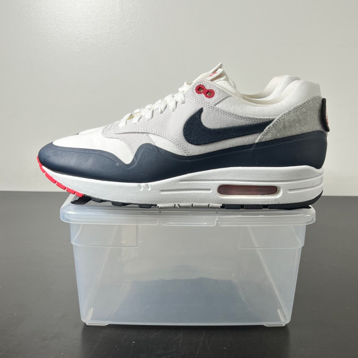 Nike Air Max 1 Patch Paris 10 (Lightly Worn Pre-Owned)NikeWhite/University Red-Obsidian - Image 3