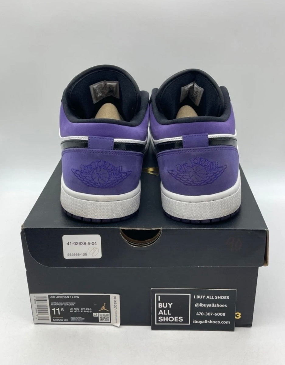 Jordan 1 Low Court Purple 11.5 (Lightly Worn Pre-Owned)JordanWhite/Black-Court Purple - Image 3