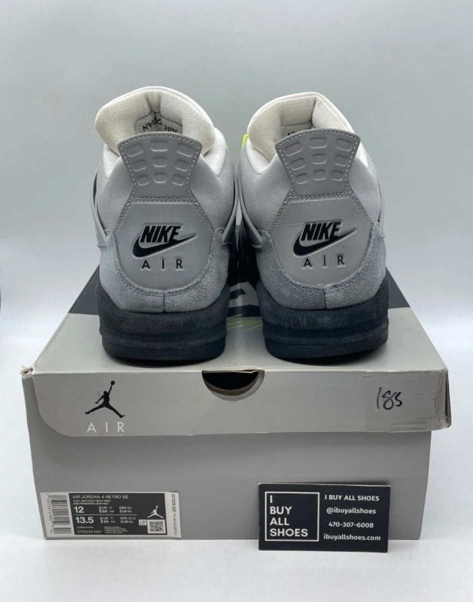 Jordan 4 Retro SE 95 Neon 12 (Lightly Worn Pre-Owned)JordanCool Grey/Volt-Wolf Grey-Anthracite - Image 3