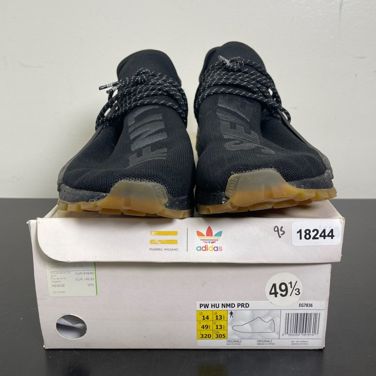 adidas NMD Hu Trail Pharrell Now Is Her Time Black 14 (Moderately Worn Pre-Owned)adidasCore Black/Utility Black/Gum - Image 2