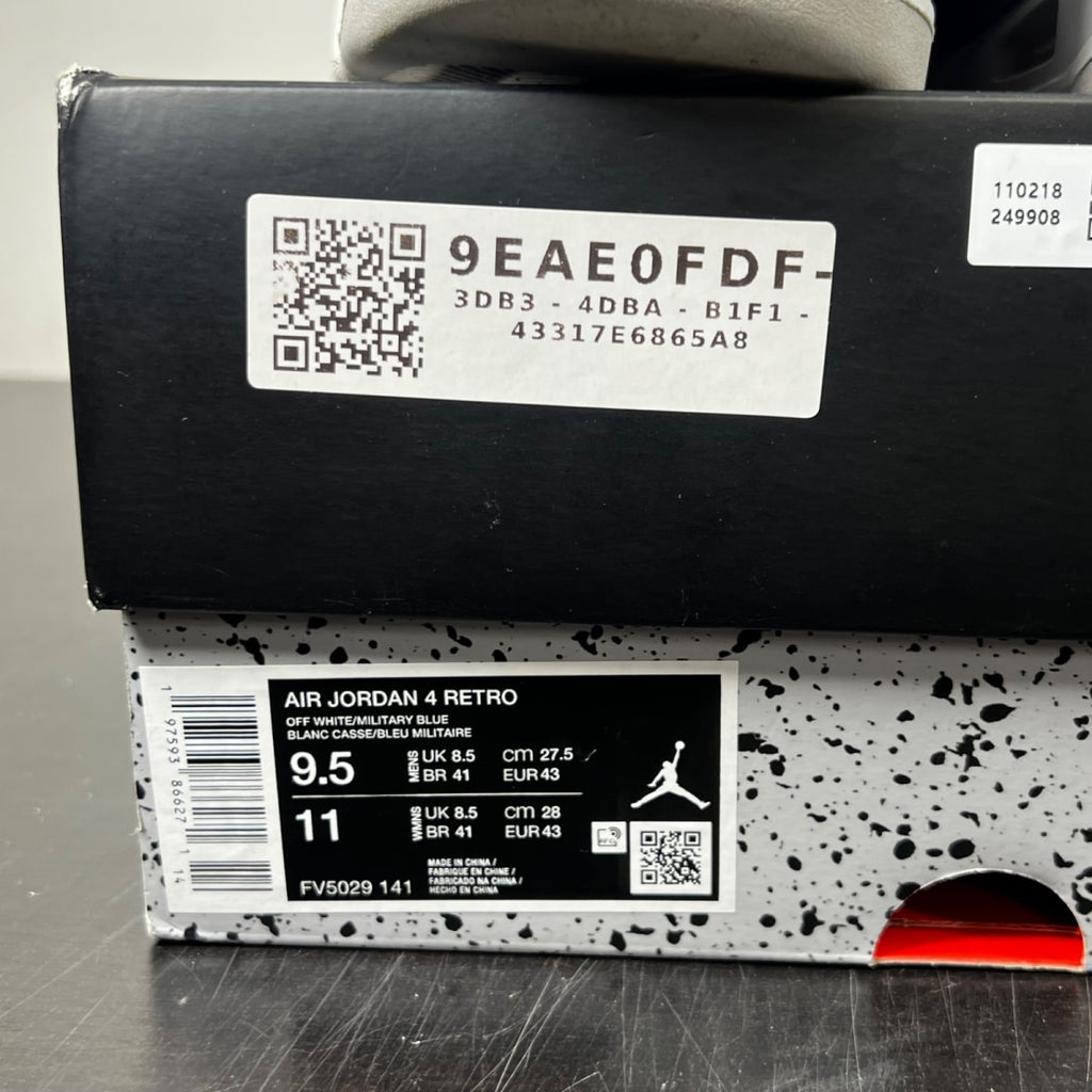Jordan 4 Retro Military Blue (2024) 9.5 (Lightly Worn Pre-Owned)JordanOff-White/Military Blue/Neutral Grey - Image 4