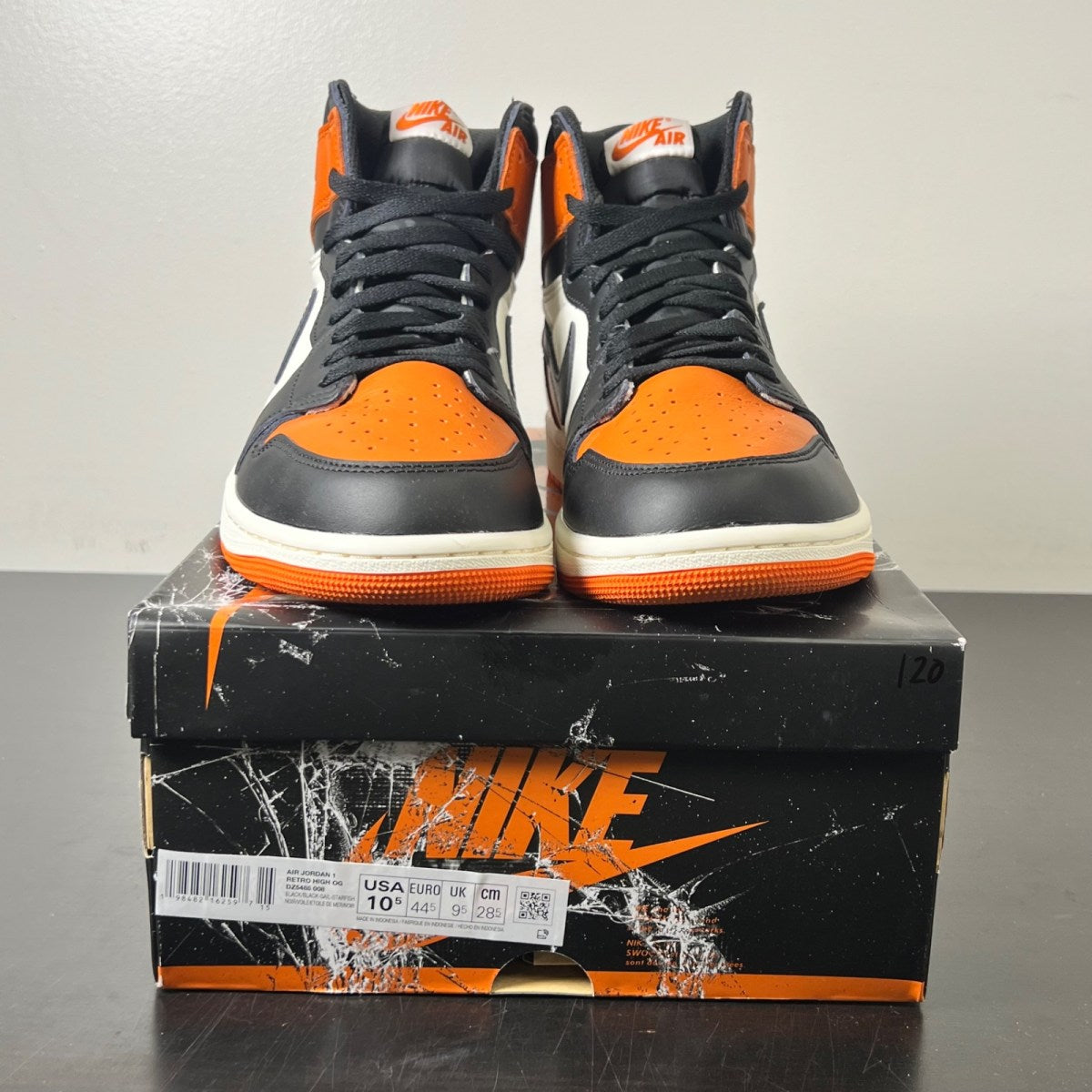 Jordan 1 Retro High OG Shattered Backboard (2025) 10.5 (Lightly Worn Pre-Owned)JordanBlack/Black-Sail-Starfish - Image 2