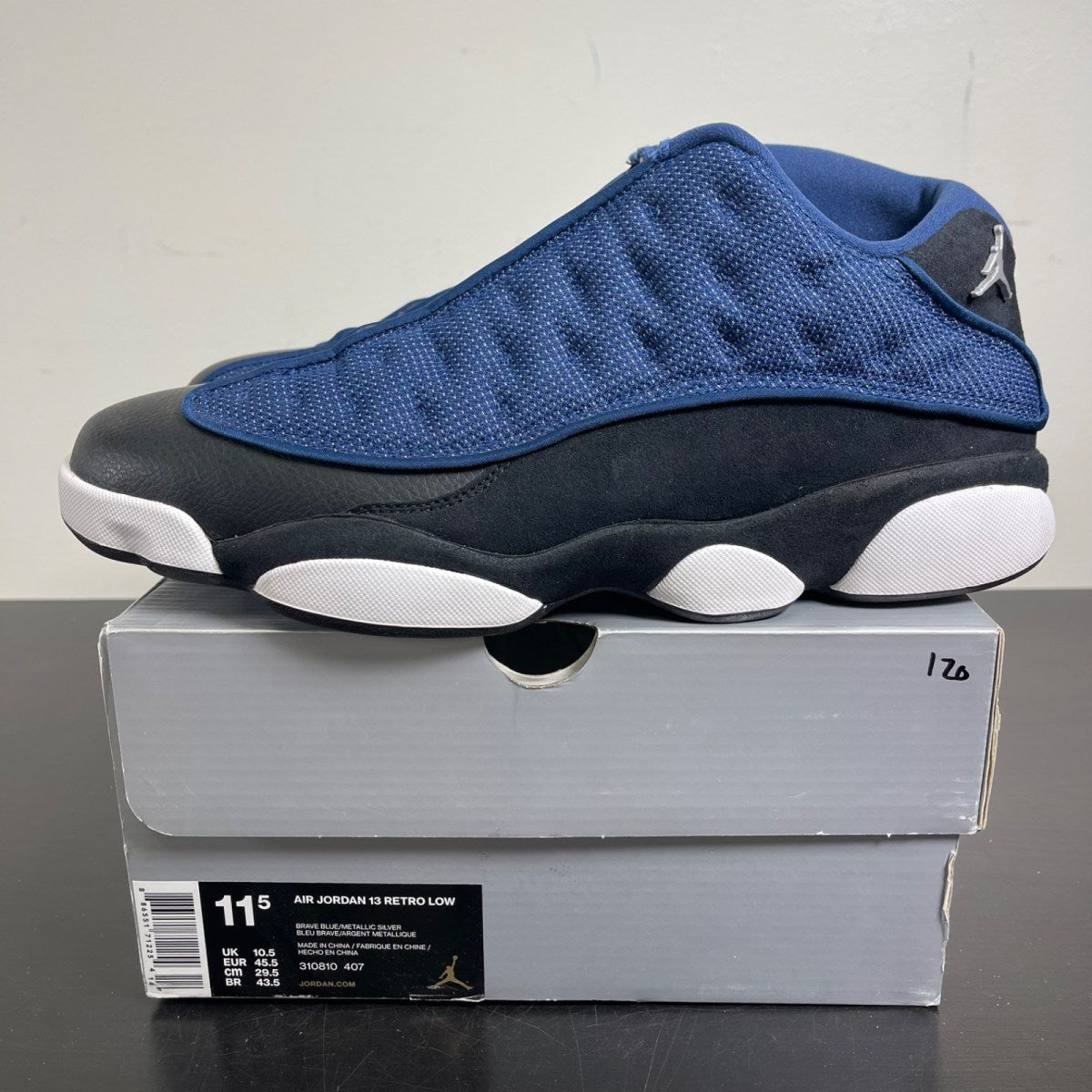 Jordan 13 Retro Low Brave Blue 11.5 (Moderately Worn Pre-Owned)JordanBrave Blue/Metallic Silver-Black - Image 3