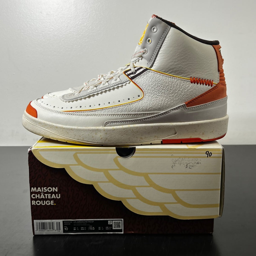Jordan 2 Retro SP Maison Chateau Rouge 10 (Lightly Worn Pre-Owned)JordanSail/Citron Pulse-Orange-Cinnamon - Image 3