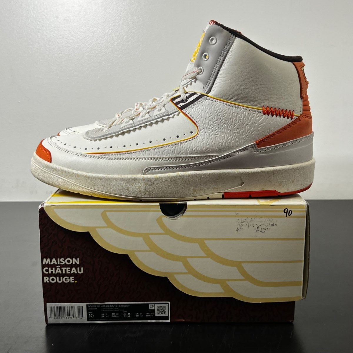 Jordan 2 Retro SP Maison Chateau Rouge 10 (Lightly Worn Pre-Owned)JordanSail/Citron Pulse-Orange-Cinnamon - Image 3