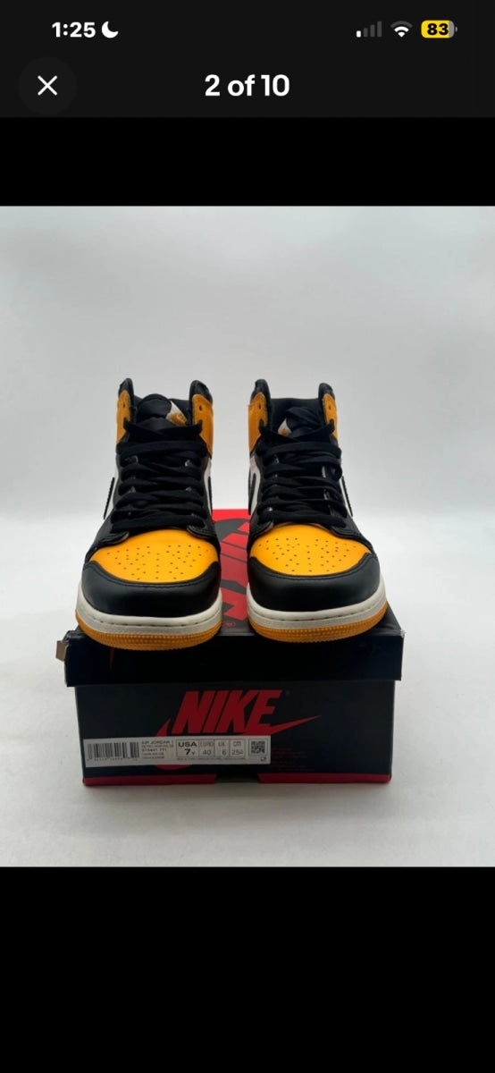Jordan 1 Retro High OG Taxi (GS) 7Y (Lightly Worn Pre-Owned)JordanTaxi/Black-Sail - Image 2