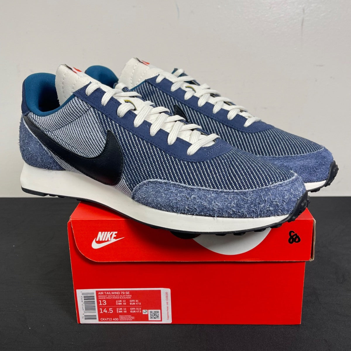 Nike Air Tailwind 79 Denim 13 (Moderately Worn Pre-Owned)NikeMidnight Navy/Blue Force-Sail-Black - Image 1