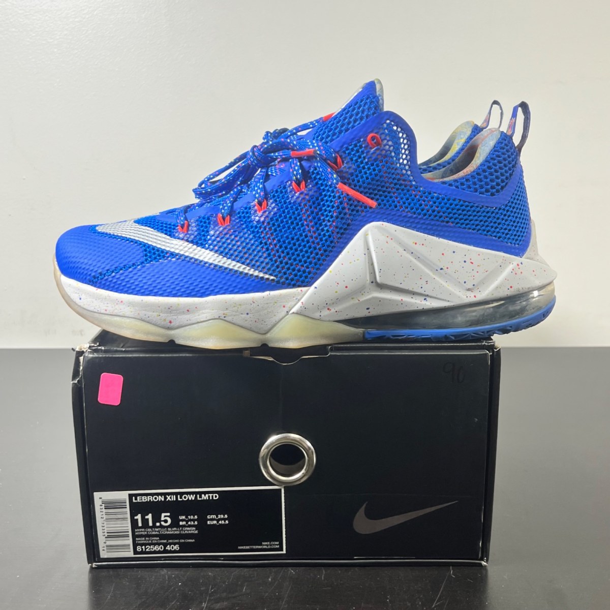 Nike LeBron 12 Low Hyper Cobalt 11.5 (Lightly Worn Pre-Owned)NikeHyper Cobalt/Metallic Silver-Light Crimson - Image 3