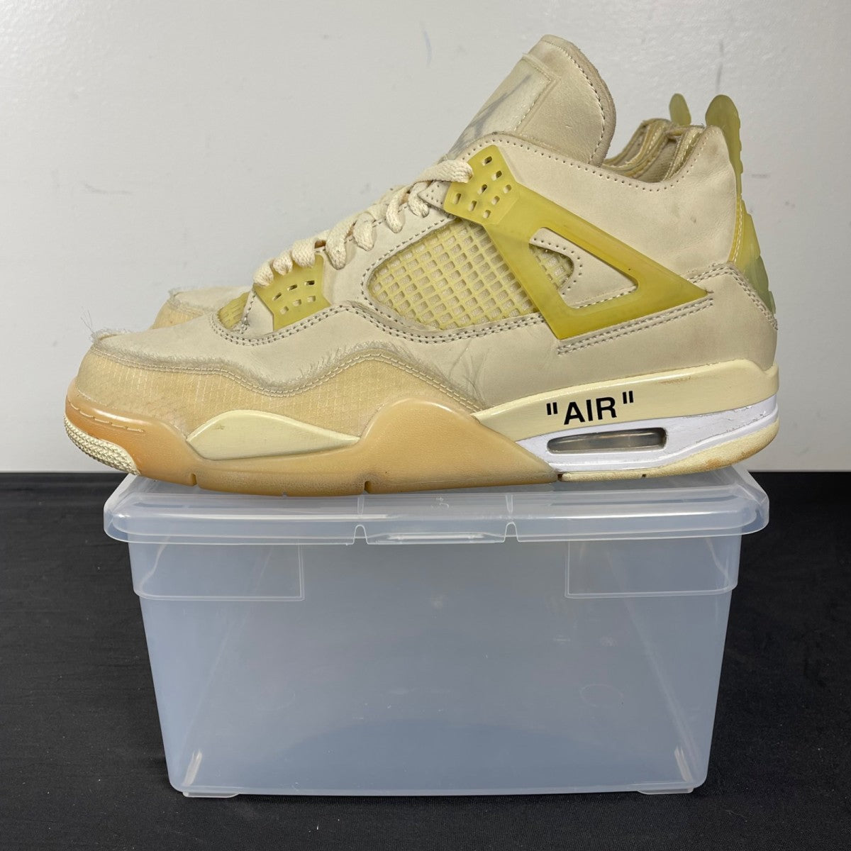 Jordan 4 Retro Off-White Sail (Women's) 11W (Moderately Worn Pre-Owned)JordanSail/Muslin-White-Black - Image 3