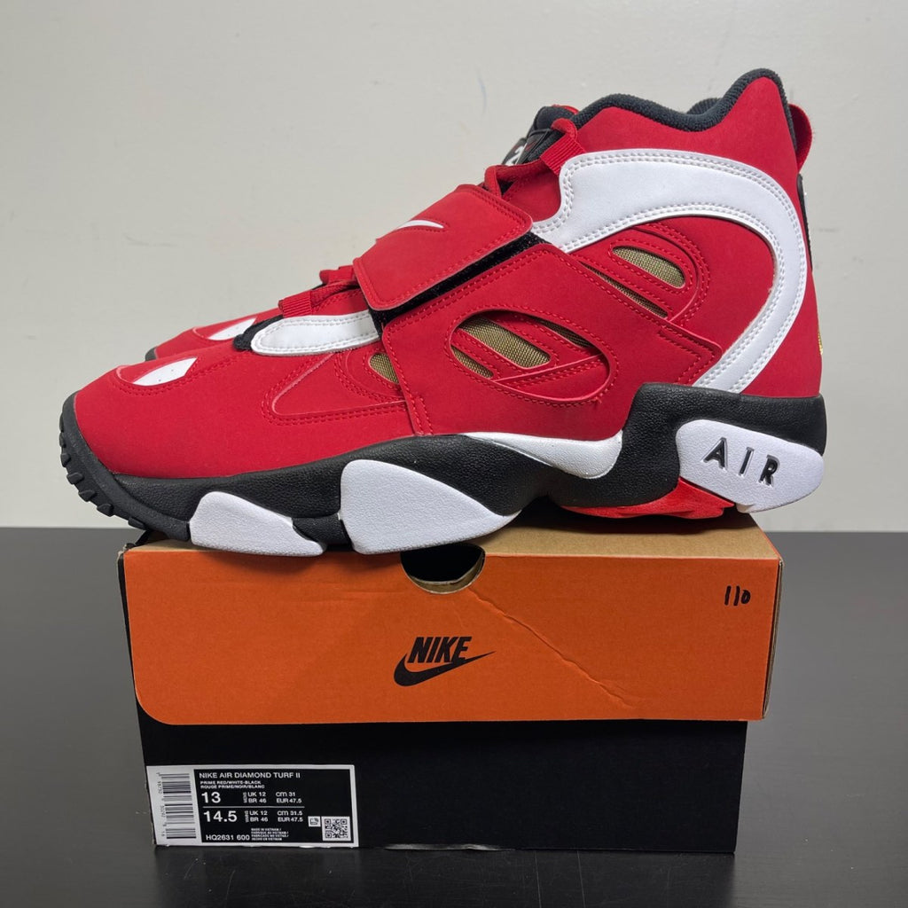 Nike Air Diamond Turf 2 Red Gold (2026) 13 (Moderately Worn Pre-Owned)NikePrime Red/Black/Metallic Gold/White - Image 3