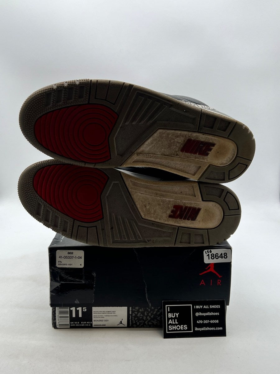 Jordan 3 Retro Black Cement (2018) 11.5 (Heavily Worn Pre-Owned) - Image 8