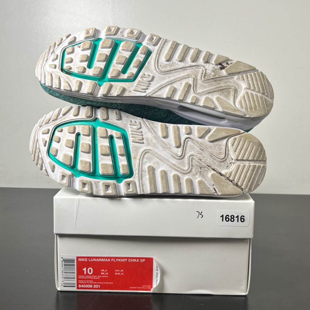 Nike Lunar Max Flyknit Chukka Hyper Turquoise 10 (Lightly Worn Pre-Owned)NikeHyper Turq/Atomic Teal-White - Image 6