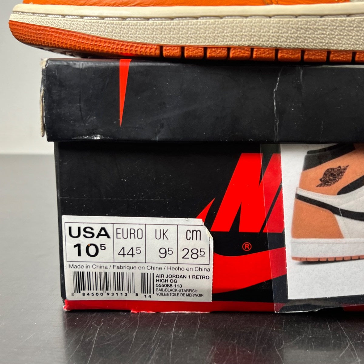 Jordan 1 Retro Reverse Shattered Backboard 10.5 (Moderately Worn Pre-Owned)JordanSail/Starfish-Black - Image 4