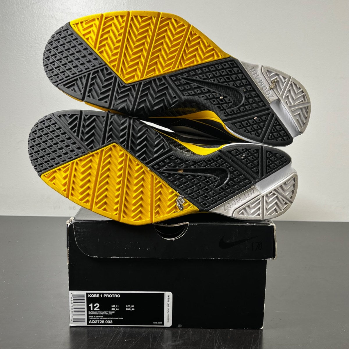 Nike Kobe 1 Protro Black Maize 12 (Lightly Worn Pre-Owned)NikeBlack/White-Varsity Maize - Image 6