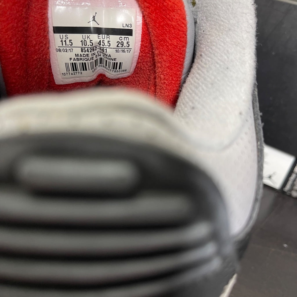 Jordan 3 Retro Black Cement (2018) 11.5 (Moderately Worn Pre-Owned)JordanBlack/Fire Red-Cement Grey-White - Image 6