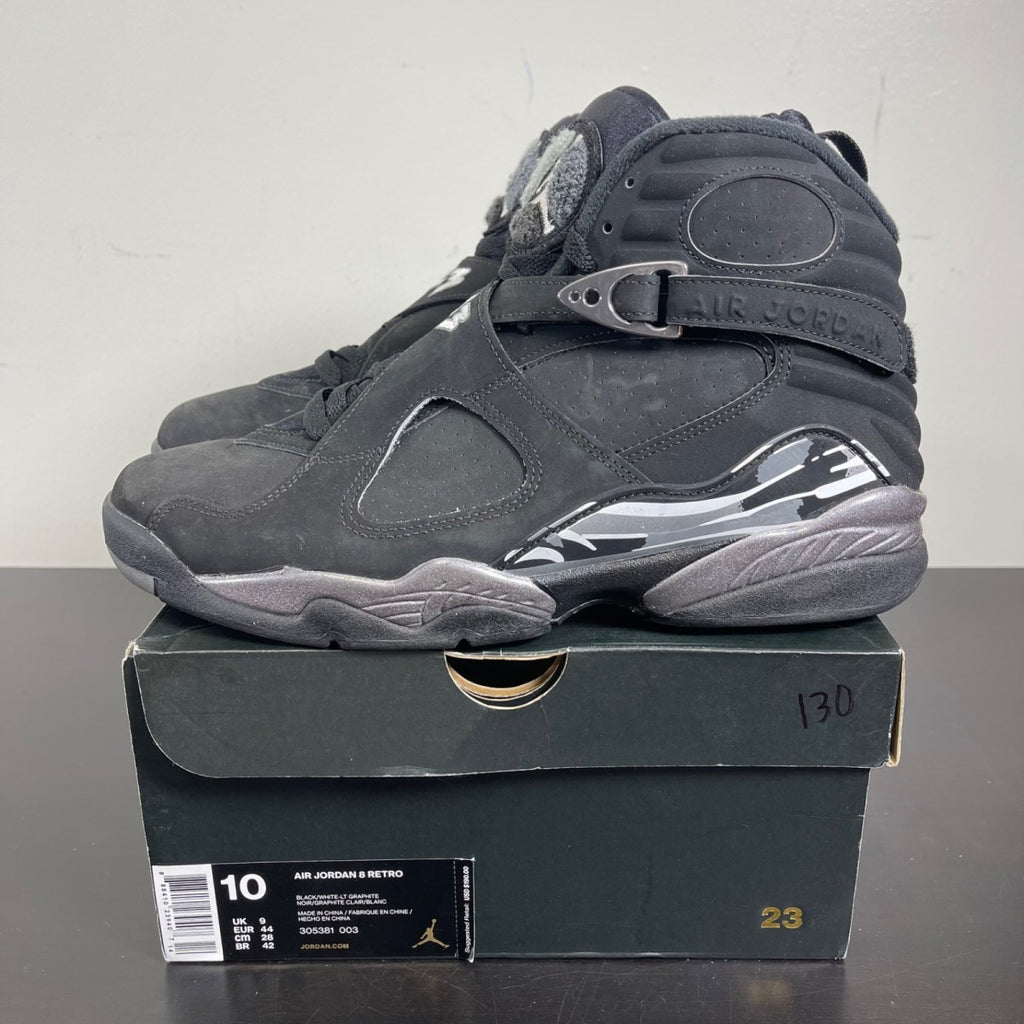 Jordan 8 Retro Chrome (2015) 10 (Moderately Worn Pre-Owned)JordanBlack/White-Light Graphite - Image 3