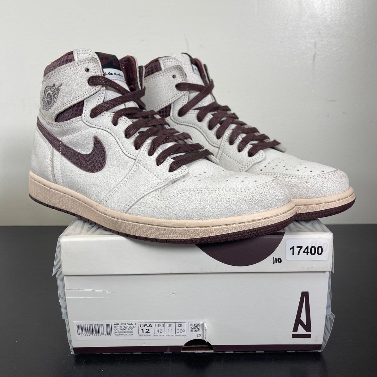 Jordan 1 Retro High OG A Ma Maniére 12 (Moderately Worn Pre-Owned)JordanSail/Burgundy Crush - Image 1