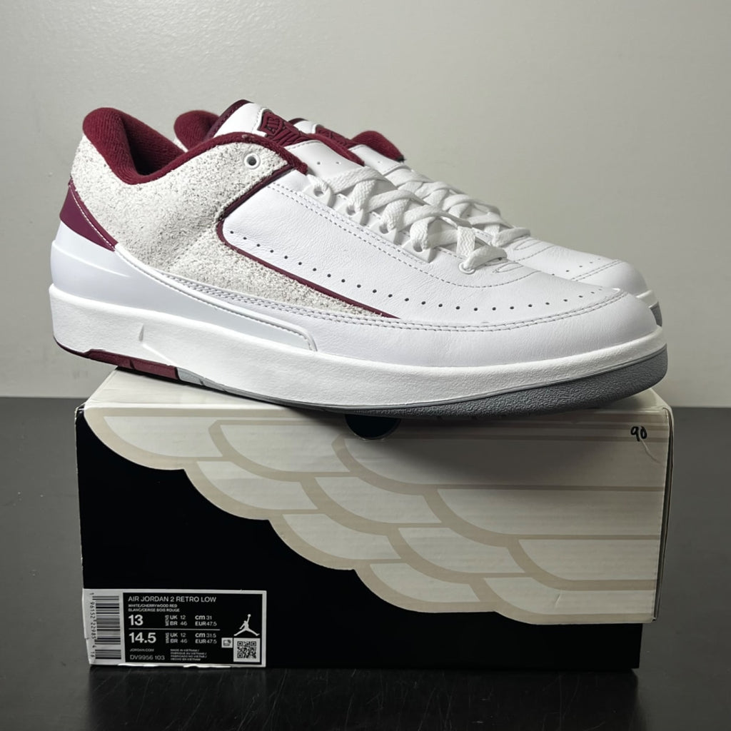 Jordan 2 Retro Low Cherrywood 13 (Lightly Worn Pre-Owned)JordanWhite/Cherrywood Red-Light Steel Grey - Image 1