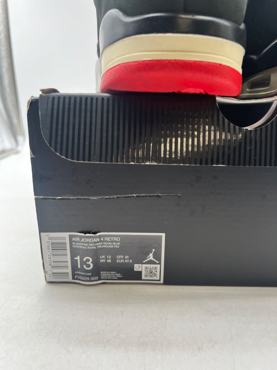 Jordan 4 Retro Rare Air (White Lettering) 13 (Lightly Worn Pre-Owned)JordanBlack/Fire Red/Deep Royal Blue/Dark Smoke Grey/Tech Grey - Image 4