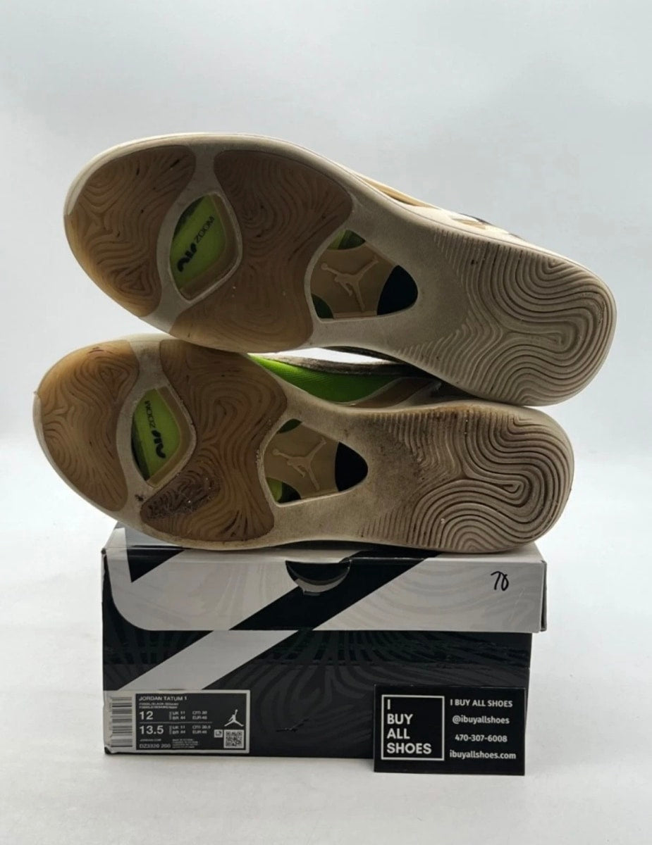 Jordan Tatum 1 Tunnel Walk 12 (Lightly Worn Pre-Owned)JordanFossil/Sesame/Electric Green/Black - Image 8