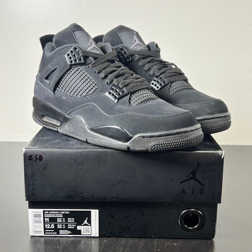 Jordan 4 Retro Black Cat (2020) 11 (Lightly Worn Pre-Owned)JordanBlack/Black-Light Graphite - Image 1