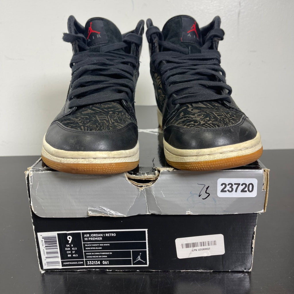 Jordan 1 Retro Premier Laser 9 (Moderately Worn Pre-Owned)JordanBlack/Varsity Red-White - Image 2