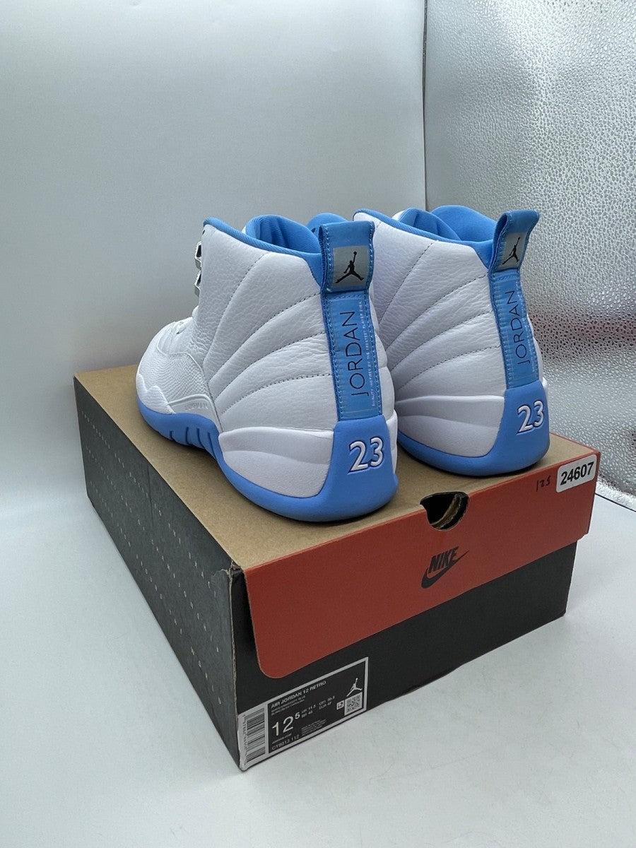 Jordan 12 Retro Melo (2025) 12.5 (Moderately Worn Pre-Owned)JordanWhite/University Blue/Metallic Silver - Image 4