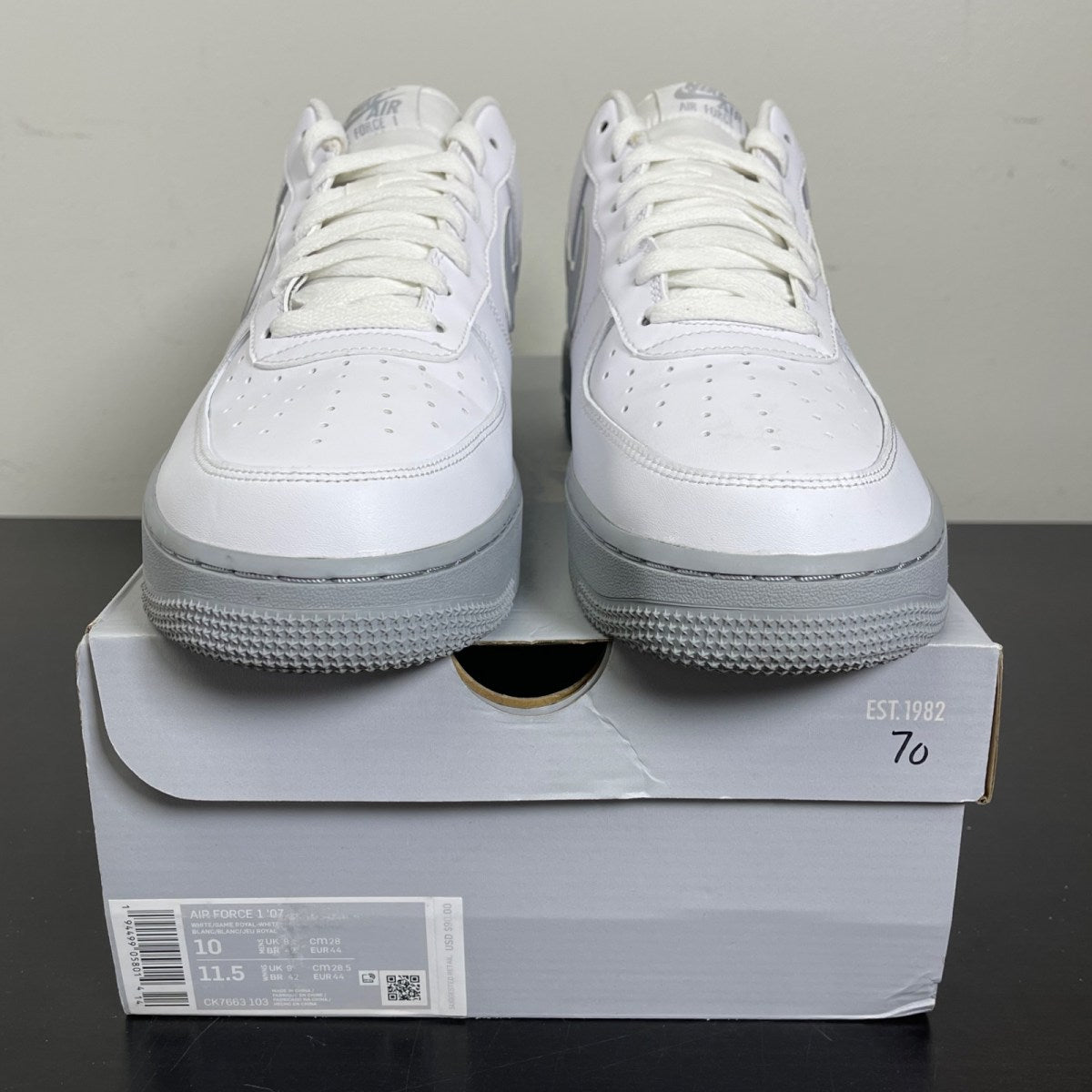 Nike Air Force 1 Low 07 White Royal 10 (Moderately Worn Pre-Owned)NikeWhite/Royal Blue - Image 2