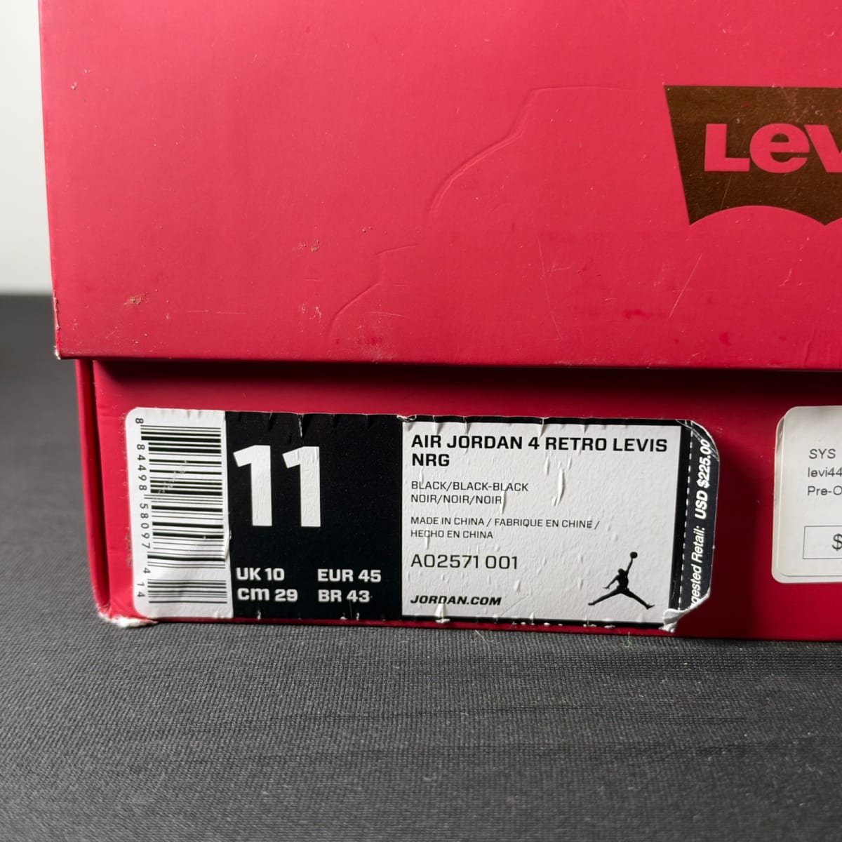 Jordan 4 Retro Levi's Black (Levi's Tag) (Size 11) - aux