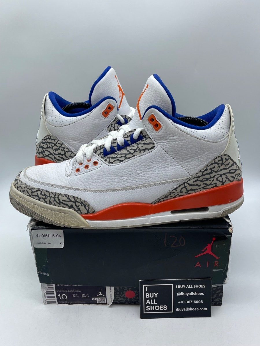 Jordan 3 Retro Knicks 10 (Moderately Worn Pre-Owned) - Image 1