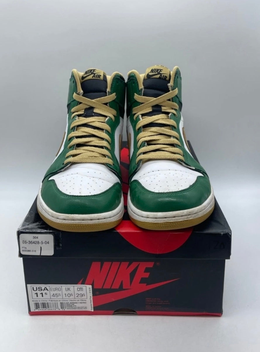 Jordan 1 OG Celtics 11.5 (Lightly Worn Pre-Owned)JordanClover/Metallic Gold/White/Black - Image 2