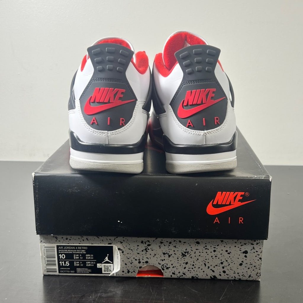 Jordan 4 Retro Fire Red (2020) 10 (Lightly Worn Pre-Owned)JordanWhite/Black-Tech Grey-Fire Red - Image 4