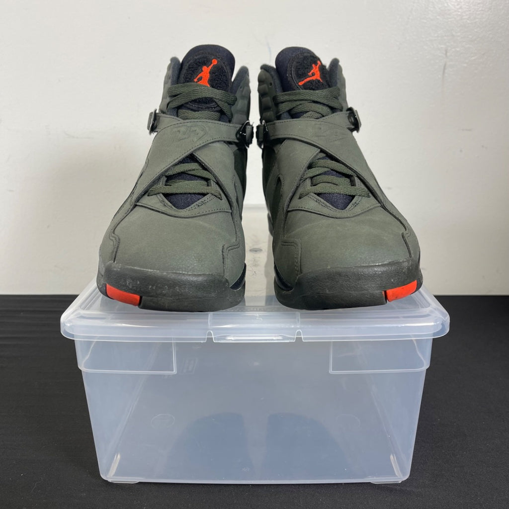 Jordan 8 Retro Take Flight Undefeated 10 (Moderately Worn Pre-Owned)JordanSequoia/Black-Wolf Grey-Max Orange - Image 2
