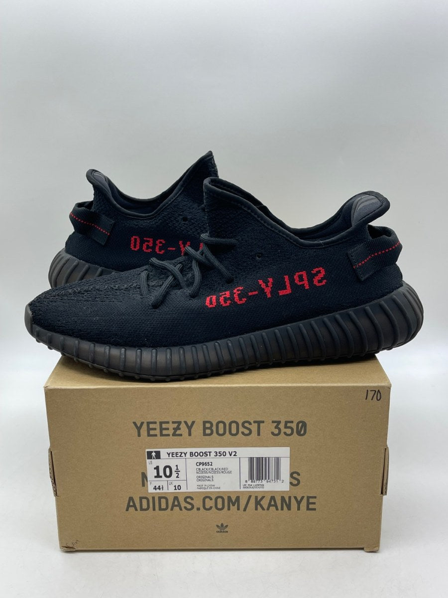 adidas Yeezy Boost 350 V2 Black Red 10.5 (Moderately Worn Pre-Owned) - Image 1