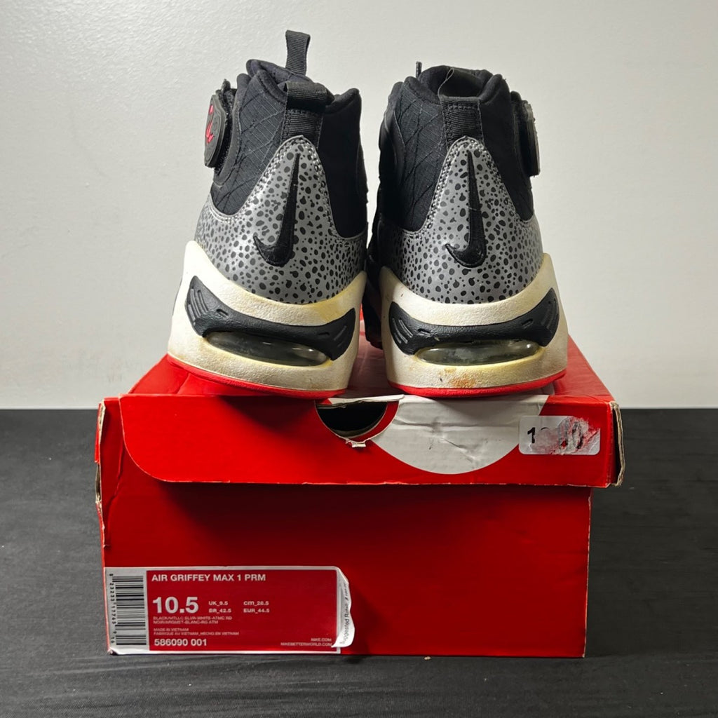 Nike Air Griffey Max 1 Safari 10.5 (Moderately Worn Pre-Owned)NikeBlack/Metallic Silver-White-Atomic Red - Image 5