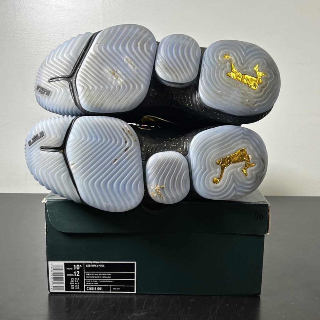 Nike LeBron 16 Watch the Throne 10.5 (Lightly Worn Pre-Owned)NikeBlack/Metallic Gold-Rose Frost - Image 6