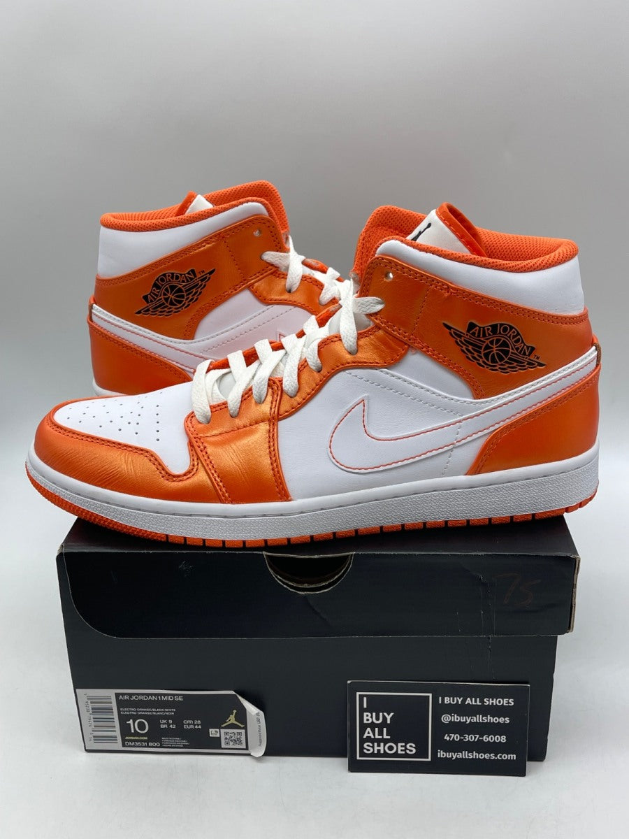 Jordan 1 Mid Metallic Orange 10 (Moderately Worn Pre-Owned) - Image 1