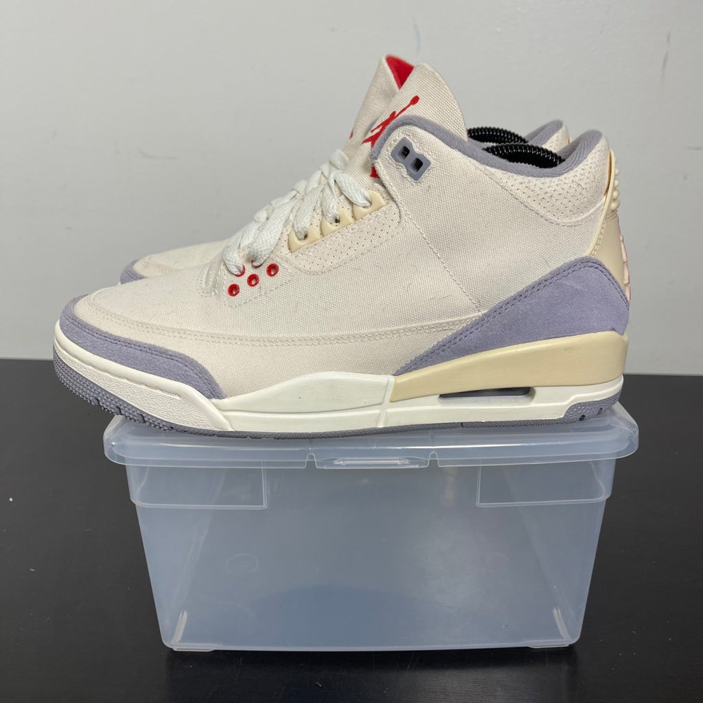 Jordan 3 Retro Muslin 8 (Moderately Worn Pre-Owned)JordanMuslin/University Red-Cement Grey-Sail - Image 3