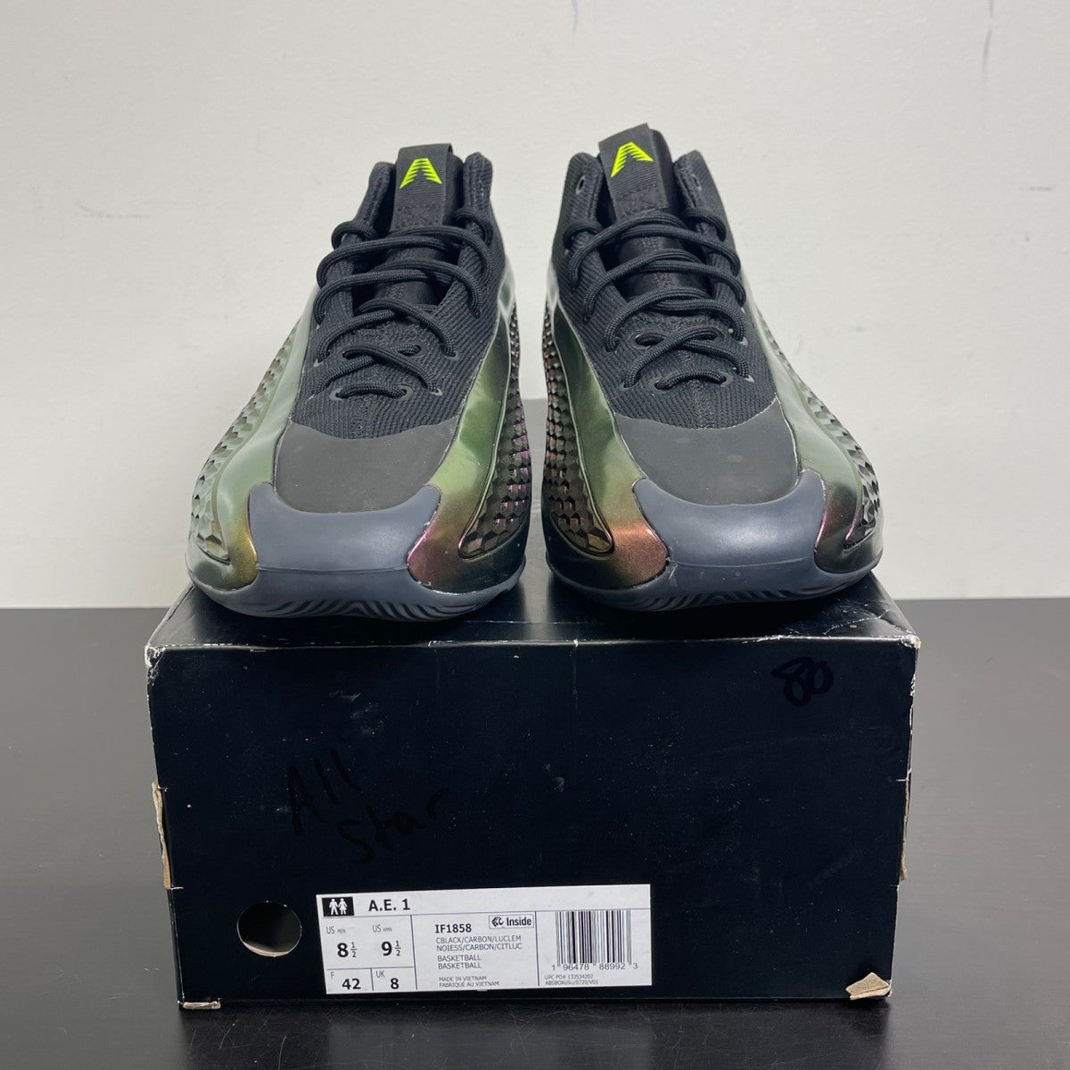 adidas AE 1 All-Star The Future 8.5 (Moderately Worn Pre-Owned)adidasMetallic Burgundy/Black/Lime Green - Image 2