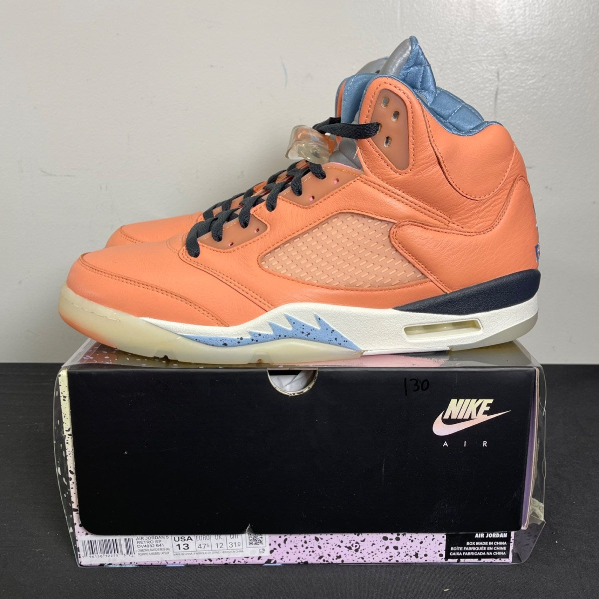 Jordan 5 Retro DJ Khaled We The Best Crimson Bliss 13 (Moderately Worn Pre-Owned)JordanCrimson Bliss/Leche Blue-Sail - Image 3