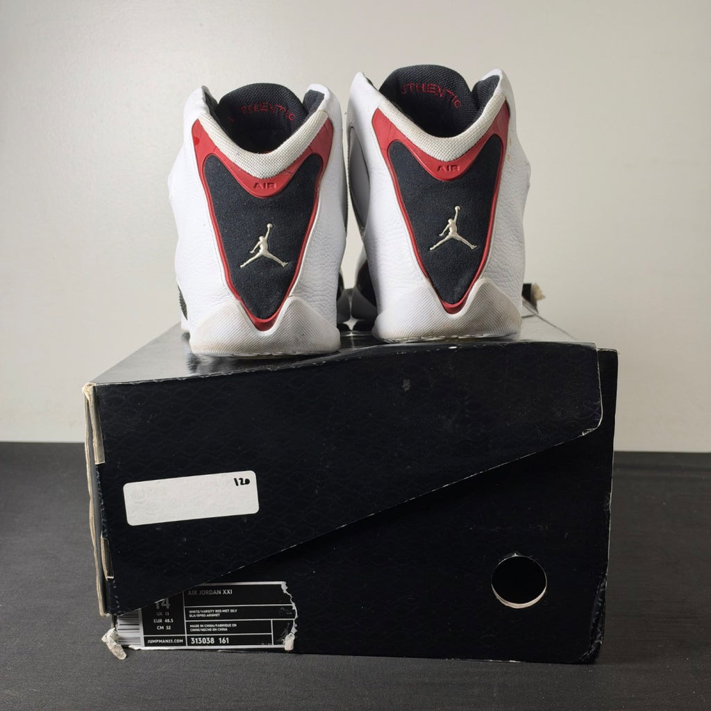 Jordan 21 White Varsity Red Metallic Silver (2006) (Size 14) - aux