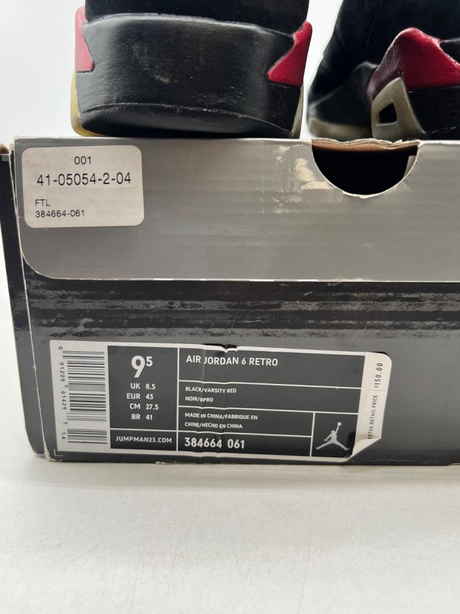 Jordan 6 Retro Black Varsity Red (2010) 9.5 (Moderately Worn Pre-Owned)JordanBlack/Varsity Red - Image 6