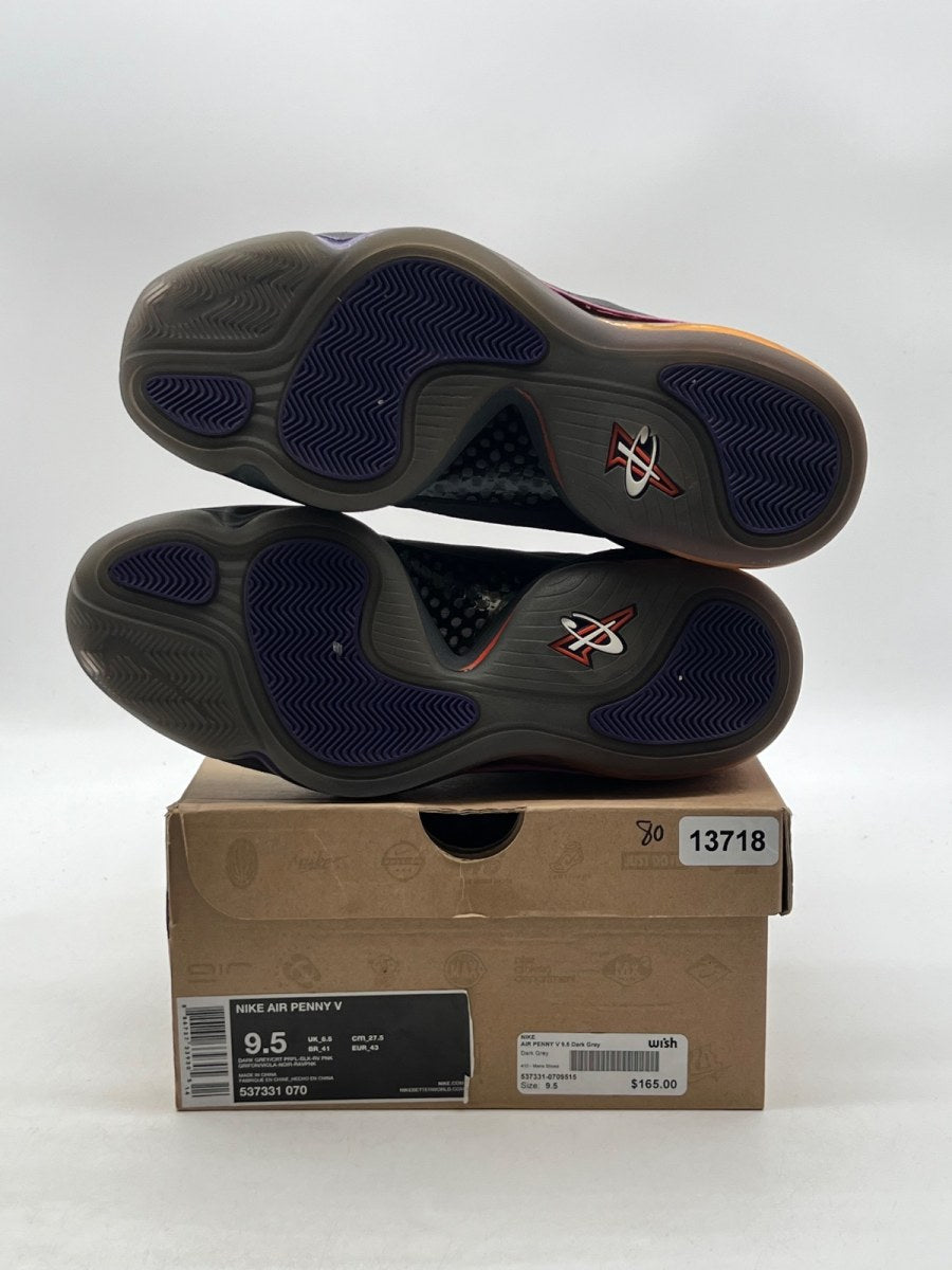 Nike Penny V Phoenix Suns 9.5 (Lightly Worn Pre-Owned)NikeDark Grey/Black-Rave Pink-Court Purple - Image 8