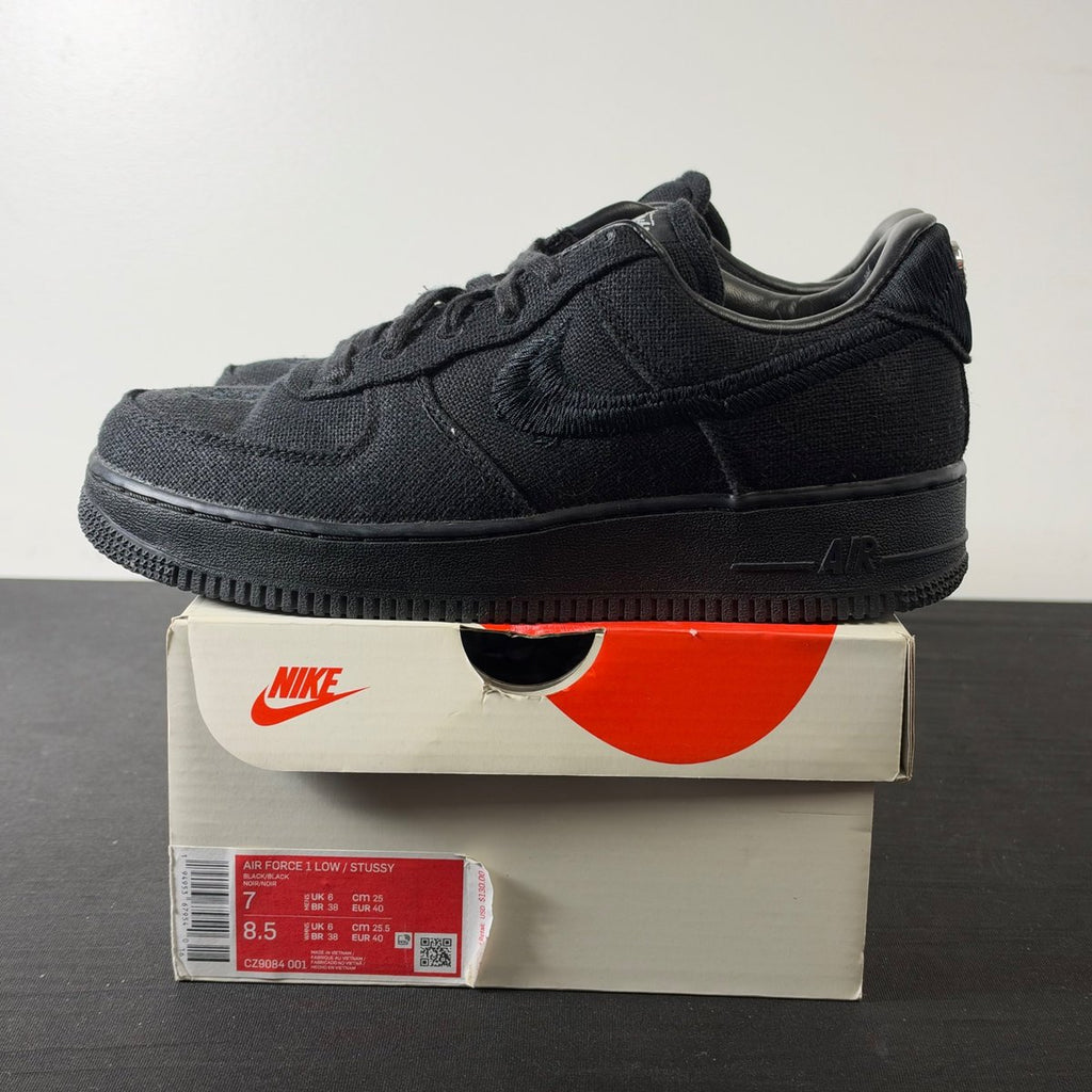 Nike Air Force 1 Low Stussy Black (Size 7) - aux