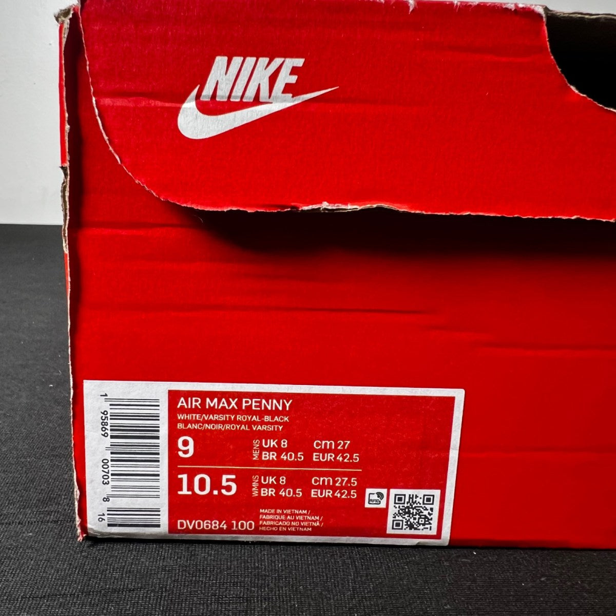 Nike Air Max Penny 1 Home (2022) 9 (Lightly Worn Pre-Owned)NikeWhite/Varsity Royal-Black - Image 7