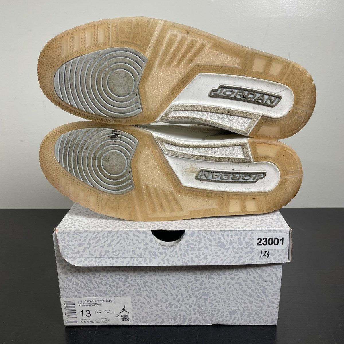 Jordan 3 Retro Craft Ivory 13 (Moderately Worn Pre-Owned)JordanIvory/Grey Mist/Cream - Image 5