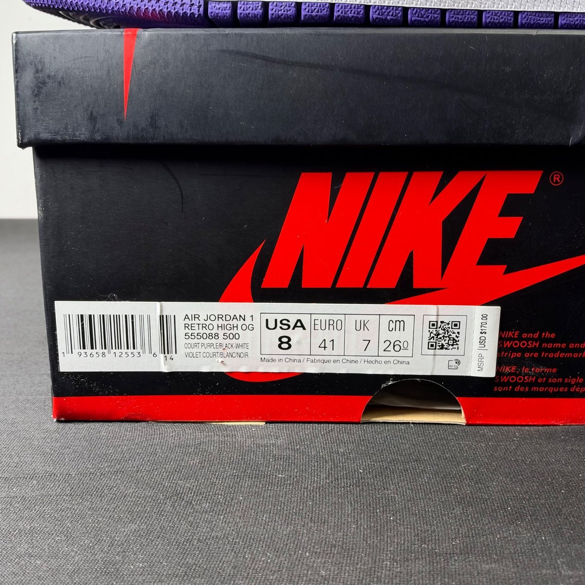 Jordan 1 Retro High Court Purple White (Size 8) - Image 4
